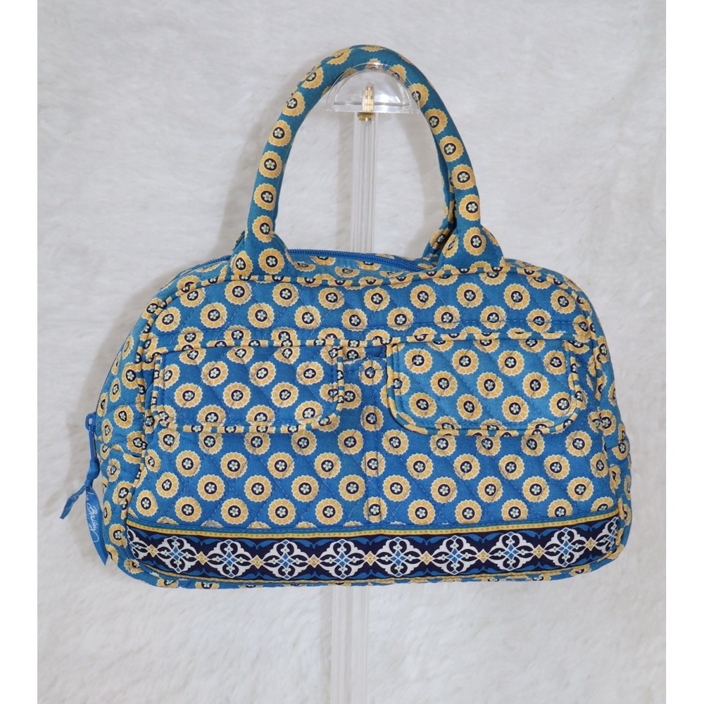 Vintage Vera Bradley Riviera Blue Satchel Handbag